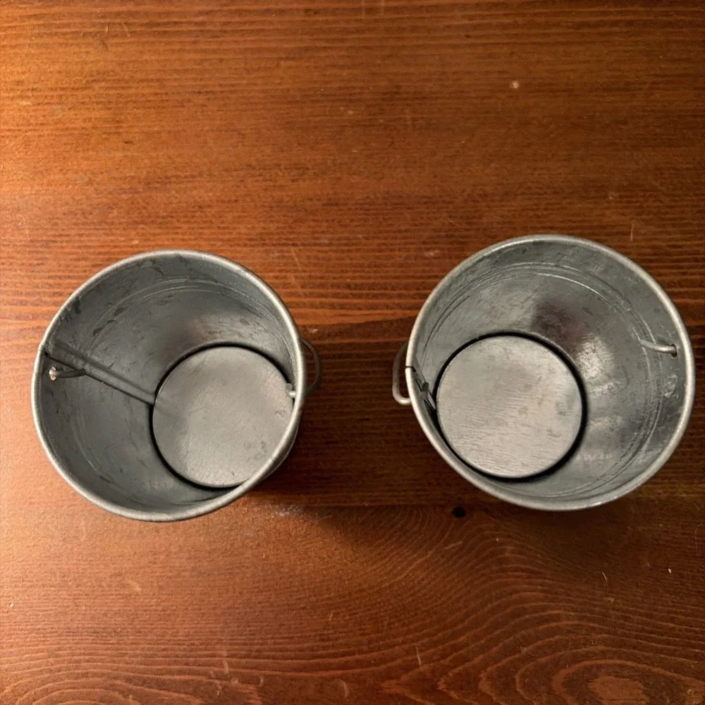 Logan's Roadhouse Mini Miniature Metal Buckets Lot of (2) Pails / Shotglass